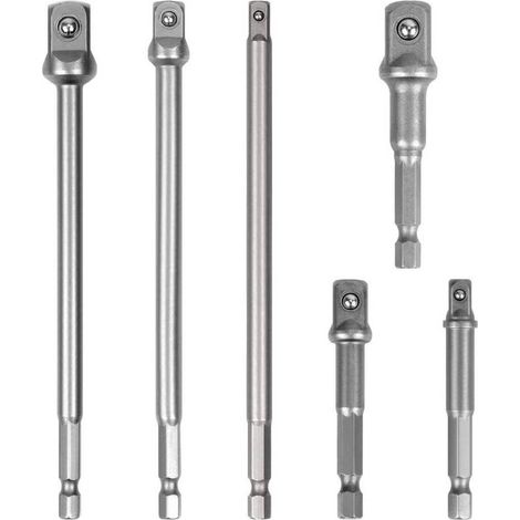 TrAdE Shop Traesio - Kit 6 Adattatori Chiavi A Bussola Quadrate Impatto Percussione 1/4-3/8-1/2" 96033 - (1/5)