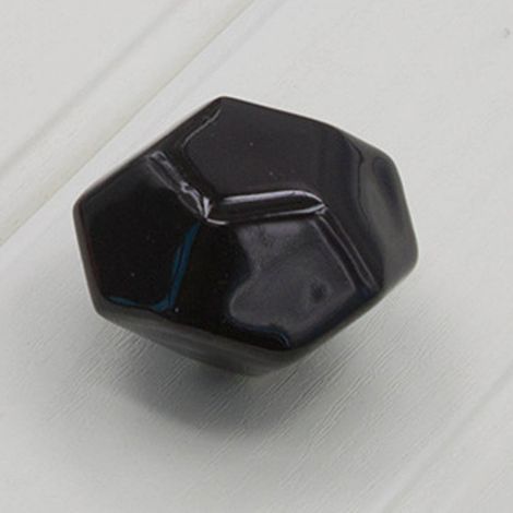 Poignée de meuble en céramique forme diamant noir, tirage pour porte, placard, armoire, bouton de tiroir, quincaillerie de mobilier, finition élégante, paquet unique. (1/2)