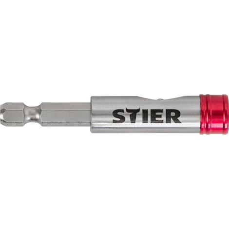 STIER Schnellwechsel-Bithalter, 1/4'', 65 mm lang, magnetisch, einhändiger Wechsel, Sechskant, schlanke Ausführung (1/5)