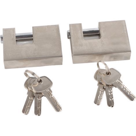 Cadenas Rectangulaire Lourd Antirouille Étanche - Lot de 2 avec 6 Clés pour Sécurité Porte Garage (1/5)