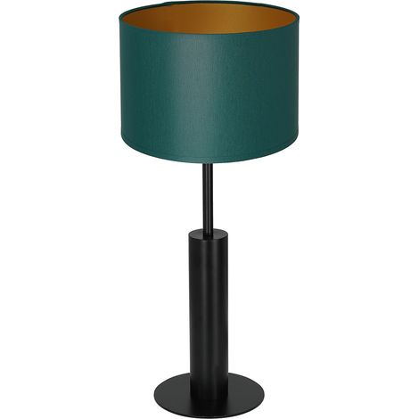 Lampe à poser métal noir abat-jour vert or 58cm E27
