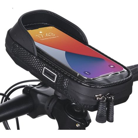 1 Sacoche guidon, Support téléphone 360°, Étui étanche vélo moto, Film protection 6,5", Ouverture câble (1/4)