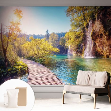 Tapete Vliestapete mit Kleber - trendige Wanddeko - elegant Fototapete für Wohnzimmer - Schlafzimmer Natürliche Landschaft 312x219 cm (1/5)