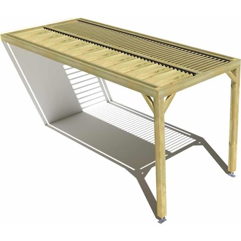 Pergola bois • 2m x 5m • adossée • sens profondeur • lames orientables bioclimatiques incluses • livraison comprise (1/3)