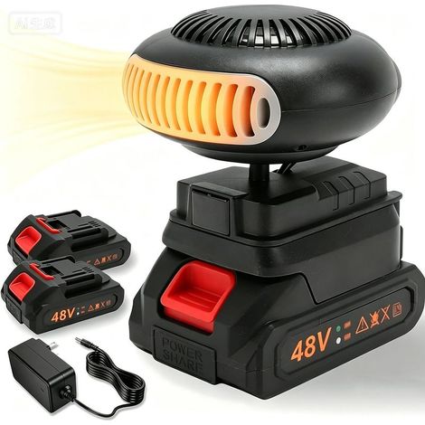 Chauffage portable sans fil sur batterie pour voiture, bureau et intérieur, chauffage d’appoint rechargeable, 15 cellules, 2 batteries (1/5)