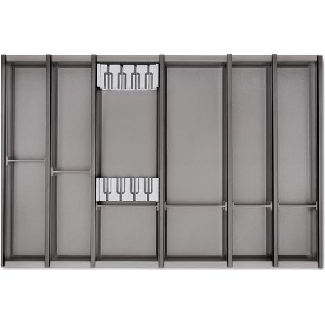 Cuisio Besteckeinsatz Besteckkasten Transluzent-graphitgrau für Blum Legrabox 473 mm mit Korpusbreite 800 mm