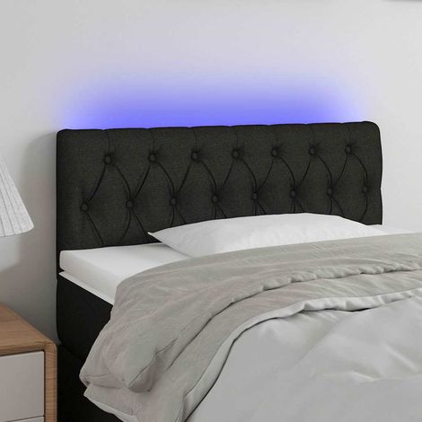 Tête de lit LED noire réglable en hauteur en tissu 100 x 7 x 78/88 cm - PANGIVO (1/5)