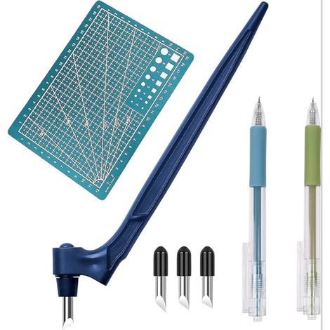 Cutter de Précision Rotatif Kit pour Bricolage et Scrapbooking Outils de coupe artisanaux avec stylo lames 360° tapis découpe sculpture travaux créatifs (1/5)