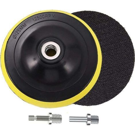 2 Pièces Plateaux de ponçage, disques abrasifs Velcro, plaque de ponçage, fermeture auto-agrippante, plaque de support de polissage, pour meuleuse d'angle - 125 mm, M10 (1/4)