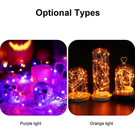 Ortviai Guirlande lumineuse en cuivre souple 4 m avec 40 LED orange, fonction constante, IP42, piles AA (non incluses) (1/4)