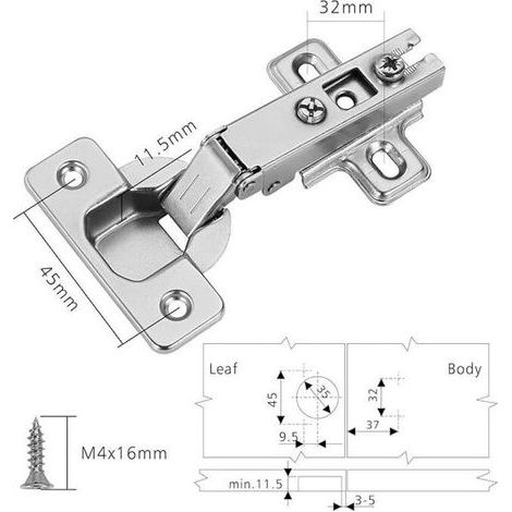 Türscharnier – 35 mm – 110 Grad Öffnungswinkel – Für Küchenschränke, Kleiderschränke, Garderoben – 2 Stück (1/5)