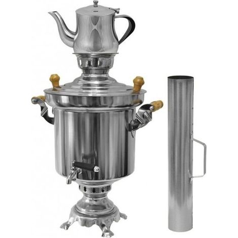 Samovar - Langer Alemán - 5 Litros - Acero Inoxidable 18/0 - Tetera 0,9 Litro - Camping (1/4)
