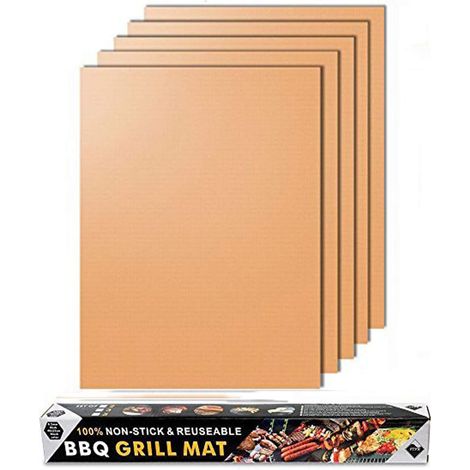 APEX Tapis de cuisson en cuivre, lot de 5 tapis de cuisson robustes et antiadhésifs pour barbecue, réutilisables et faciles à nettoyer (1/5)