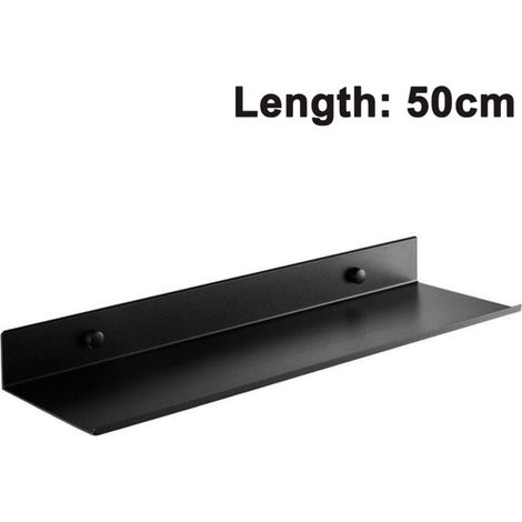 Metallregal für die Wand, Duschregal, Badezimmerregal aus Aluminium, schwebendes Regal, dekoratives Regal für Schlafzimmer, Küche, Büro, Schwarz, 50 cm