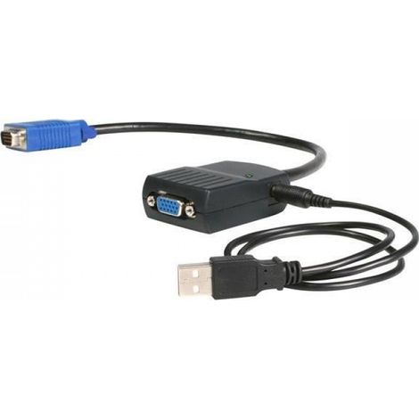 Câble répartiteur vidéo VGA 1x (M) vers 2x (F) - Splitter VGA alimenté par USB - 1x VGA (M) vers 2x VGA (F) - Noir - ST122LE (1/3)