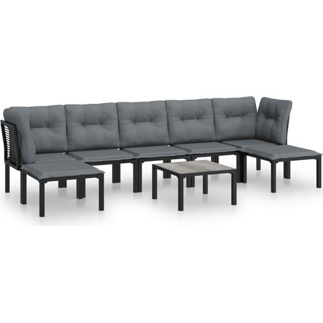 Maison Exclusive - 8-tlg. Garten-Lounge-Set Schwarz und Grau Poly