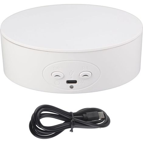 Plateau tournant électrique 360°, charge max 3 kg, présentoir rotatif pour bouteilles de vin, cosmétiques, montres - blanc (1/5)
