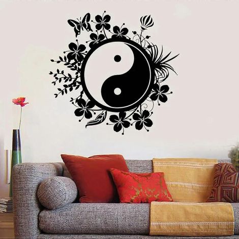 Sticker mural Yin Yang Tai Chi vinyle décoration chambre yoga sport maison méditation Bouddha oriental (1/3)