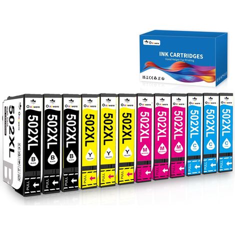 502XL Cartouches d'encre Compatible pour Epson 502 XL Cartouches Multipack pour Expression Home XP-5150 XP-5100 XP-5155 XP-5105 Workforce WF-2860 WF-2865 WF-2880 WF-2885 (12 Paquets) (1/5)