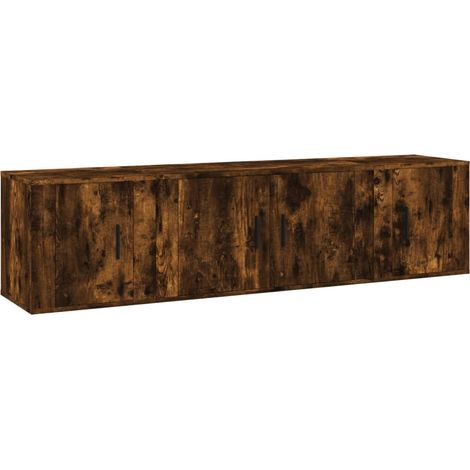 Ensemble de meubles armoire buffet TV télévision salon chambre séjour 3 pièces chêne fumé bois d'ingénierie brun