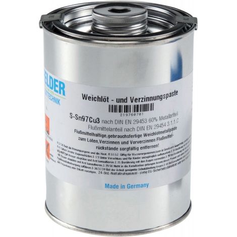 Soldadura y pasta de estañado, sin plomo -Sn97Cu3 , 1000 g