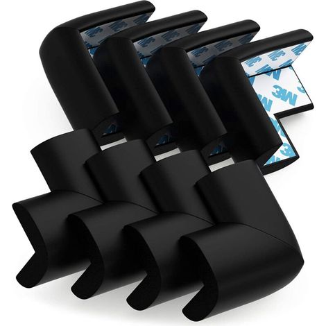 Lot de 10 Protections d'angle pour bébé - Protection Enfant pour Table autocollante - Protection Contre Les Chocs pour bébé et Enfant - (Noir) (1/5)