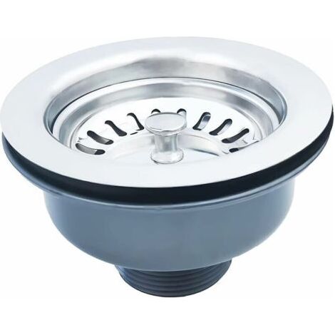 Bonde d'évier sans trop plein panier inox ø 114 mm 1½", Acier inoxydable + ABS, Bonde + Panier (1/5)