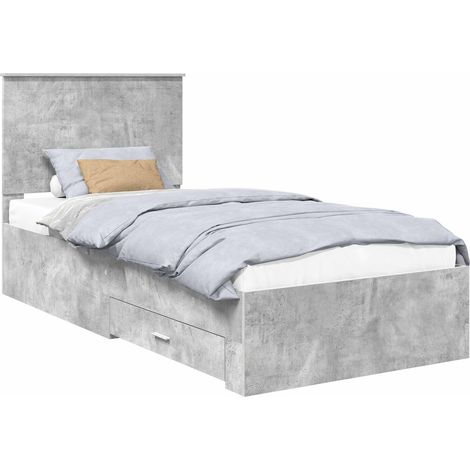 Maison Exclusive - Bettrahmen mit Kopfteil Beton Grau 90 x 200 cm