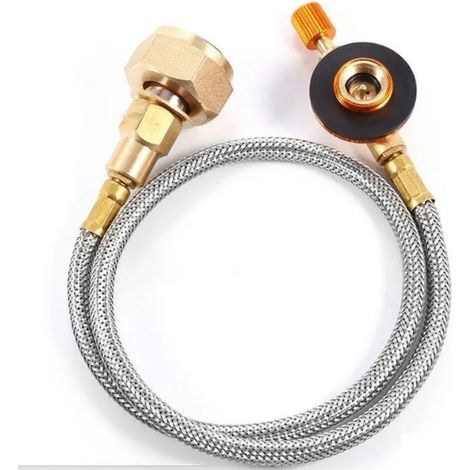 Adaptateur de recharge de propane pour réchaud de camping extérieur, brûleur, coupleur pour bouteille plate de GPL, adaptateur de conteneur, tube métallique durable, réchauds de cuisine portables (1/5)