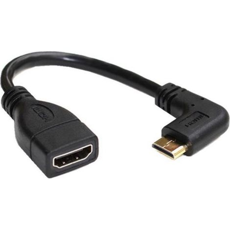 Mini HDMI - Adaptateur HDMI - Coudé à 90° vers la gauche - Version 1.4 (4K 30 Hz) - 0,15 mètre (1/4)
