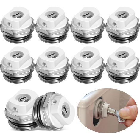 -CCVHJ890YY 10 Pcs Bleed Plugs Radiator Manual 1/2 Inch Brass Valve Air Bleeders Exhaust Nozzle Up to Bar 248°F Working Temperature (1/5)