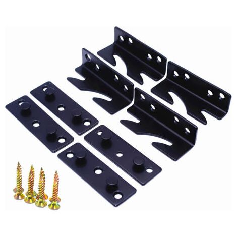 Cadre de lit robuste sans tenon, en acier de 3 mm d'épaisseur, dimensions : 8,25 cm x 2,5 cm x 3,2 cm (paquet de 4). (1/5)