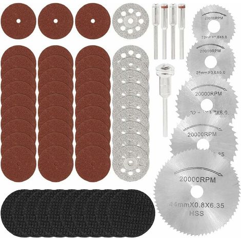 60Pcs Mini Diamond Cutting Disc, HSS Mini Circular Saw Blade, Resin Mini Cutting Disc, Rotary Tool Accessories for Metal, Stone, Plastic, Wood (1/5)