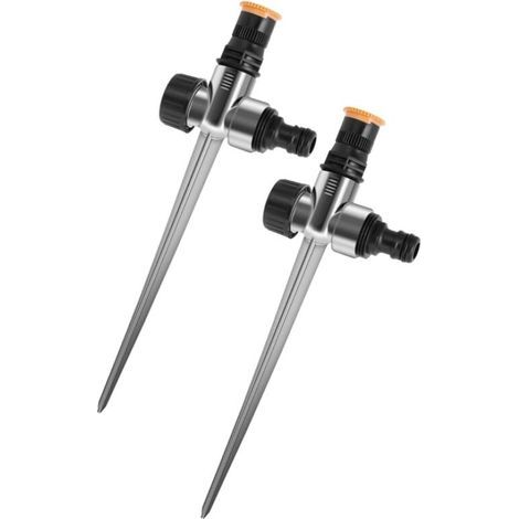 (2 Pieces)Arroseur de Jardin Asperseur Arrosage Circulaire et Serie Arroseur sur Piquet à Secteur 360° Jardin Gazon Pelouse Rotatif,Équipé d'un Port de Connexion (1/5)