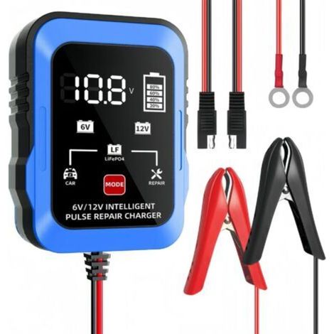 6V 12V Blue Ultra-thin 6V/12V A/SE adapter cable for motorcycle, lawnmower and car battery chargers compatible with lead-acid batteries. (1/4)
