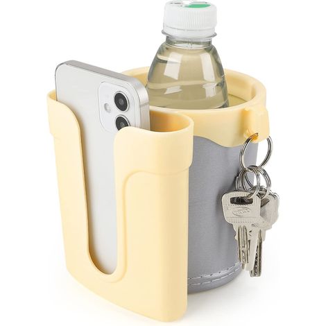 Porte-gobelet 3 en 1 pour vélo, compatible avec bouteille d'eau, téléphone et clés. Porte-gobelet universel pour vélos, motos et scooters. Couleurs : vert, jaune et gris.