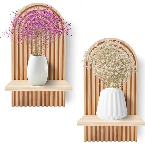 Wooden Shelves for Wall Decoration Wall Shelf Bohemian Modern Wall Bracket Wooden Bohemian Style Shelf for Kitchen, Bedroom, Bathroom, Living Room, Dorm