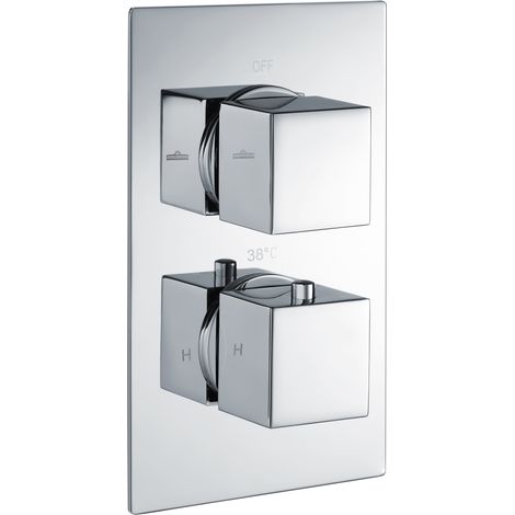 RAK Thermostatic Square 2 Outlet Concealed Shower Valve Dual Handle - Chrome (1/2)