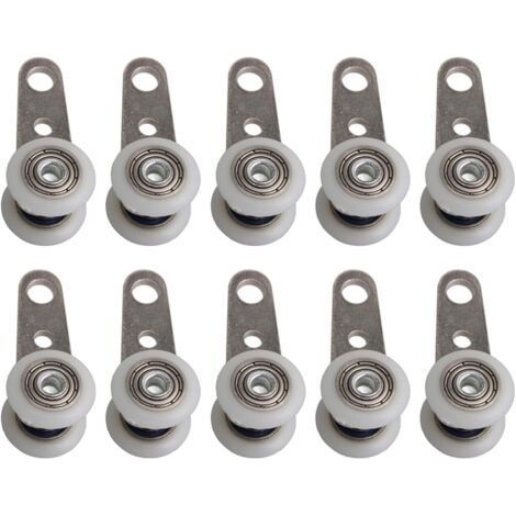 Lot de 10 roulettes pour baies vitrées ou portes coulissantes - en métal et en plastique - 4,5 x 1,9 cm (1/5)