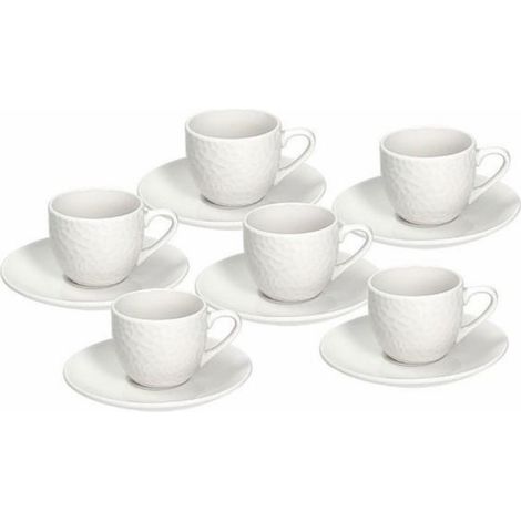 Tasse à café en porcelaine blanche avec soucoupe GOLF lot de 6