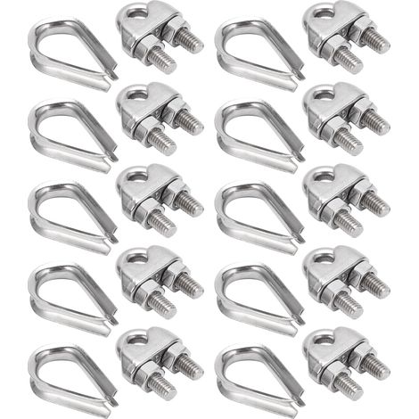 Câble en acier inoxydable 304 pour bateau, clips de serrage pour corde à linge et câble de traction, résistant à la rouille (1/5)