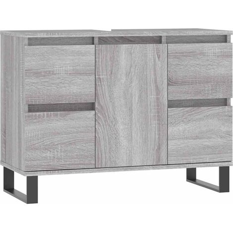 Mueble de baño madera de ingeniería gris Sonoma 80x33x60 cm vidaXL