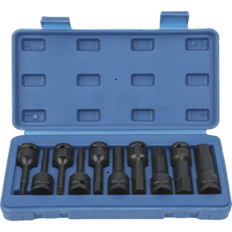 Jeu de 10 embouts de vissage 1/2 pouce carré pour clé à chocs pneumatique, taille H5-H19, outil de réparation (1/5)