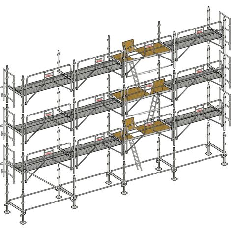 Altrad – Échafaudage façadier 104 m² – Hauteur de travail 8 m – Largeur 0,80 m – Charge maximale 300 kg/m² – Montage rapide et sécurisé