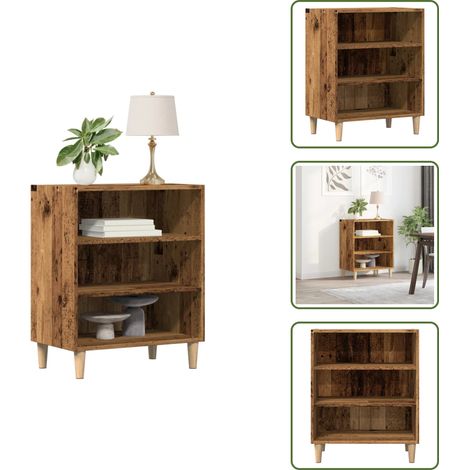 The Living Store Aparador de madera de ingeniería envejecida 57x35x75 cm - Aparador de madera