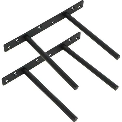 Set mit 2 unsichtbaren Wandregalhalterungen aus Metall, verdeckte Wandmontage, matte schwarze Oberfläche, 2 Stück - Crezuo