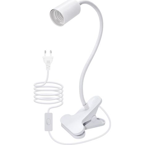 Lampe à Pince E27, 240CM Cable, 10MM Grossier 360°Flexible Col de Cygne, Douille E27 avec Pince, Lampe a Pince pour Lit, Spot avec Pince, Lampes de Chevet, Lamp de Lecture, Lampes-Clips pour Bureau
