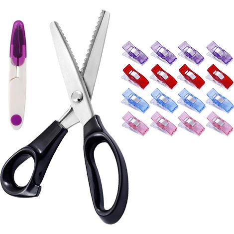Ciseaux À Cranter, Ciseaux Cranteurs pour Couture, Ciseaux À Denteler Cranteurs De Couture, Ciseaux Cranteurs Couture avec Coupe-Fil, avec 12 Pince Couture Et 1 Ciseaux en U Au Point De Croix (1/5)