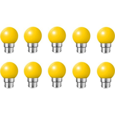 QAZQA 10X B22 Ampoule jaune 1W Ampoule Couleur Économie d'énergie Couleur à LED 200LM Adapté aux Décoration AC 220V-240V jaune