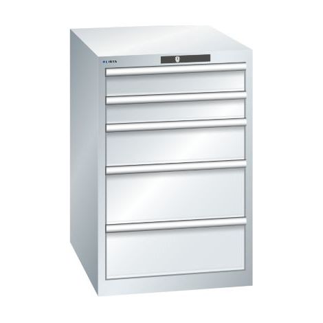Lista Schubladenschrank, 5 Schubladen - BxTxH 564 x 724 x 850 mm, lichtgrau (1/5)